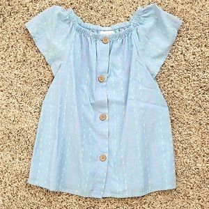 Cat and Jack, size S, blue chambray with multicolored Swiss dots.